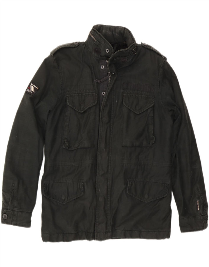 Jaqueta militar com capuz masculina Superdry UK 36 pequena preta