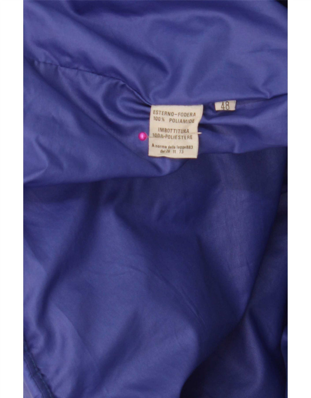 Jaqueta acolchoada masculina vintage IT 48 poliamida colorblock azul médio