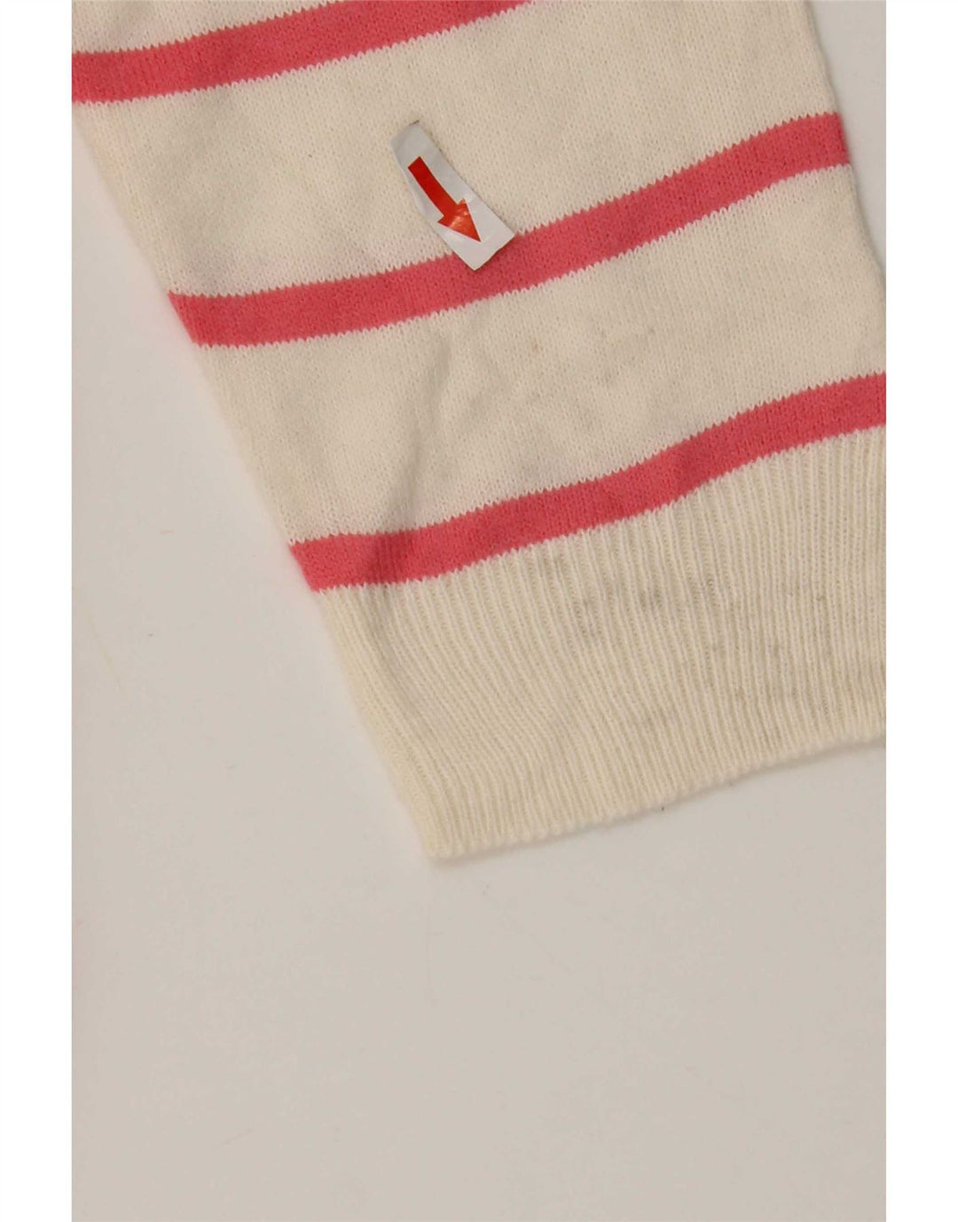 Suéter feminino Marks & Spencer com decote em V Reino Unido 14 listrado rosa médio