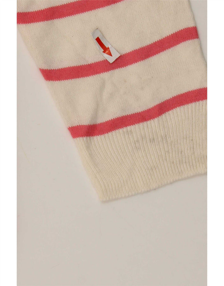 Suéter feminino Marks & Spencer com decote em V Reino Unido 14 listrado rosa médio