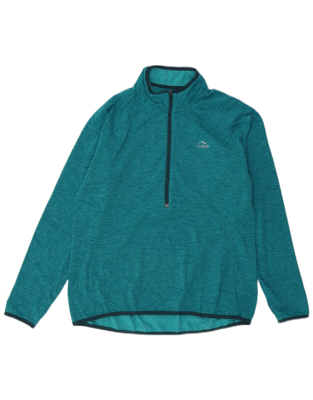 L.L.Bean Pulôver feminino com zíper e gola alta, pulôver, Reino Unido 16, grande, verde, poliéster