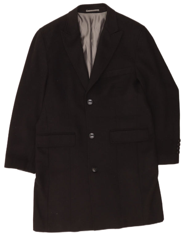 Sobretudo masculino Pierre Cardin Regular Fit UK 42 XL preto lã clássico