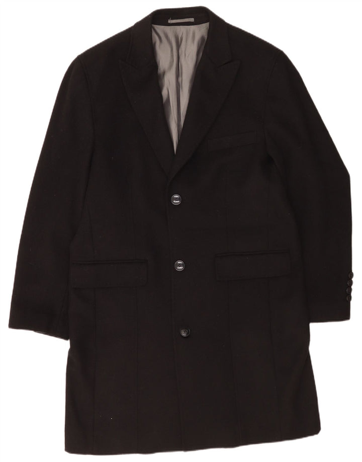Sobretudo masculino Pierre Cardin Regular Fit UK 42 XL preto lã clássico