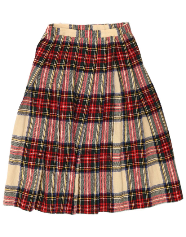 Saia feminina VINTAGE W24 XS de lã xadrez multicolorida