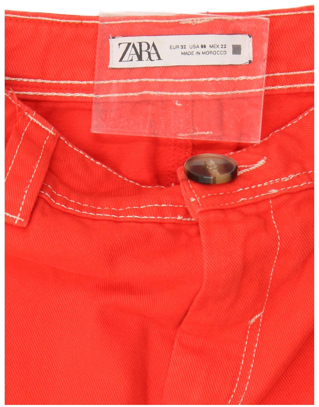 ZARA Calça feminina casual cintura alta perna larga UE 32 2XS W22 L26 laranja