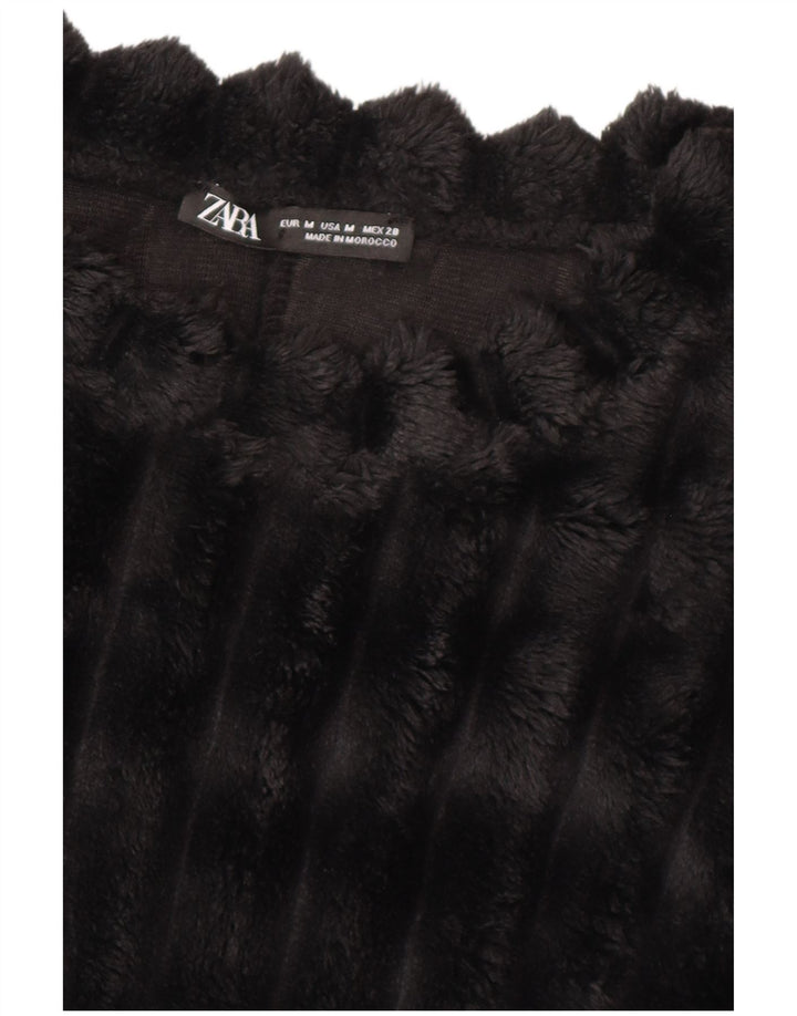 ZARA Womens Crop Fleece Jumper Reino Unido 14 Médio Preto