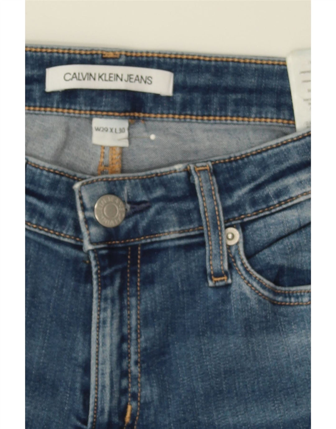 CALVIN KLEIN Womens Slim Jeans W29 L30 Blue Cotton Vintage Calvin Klein and Second-Hand Calvin Klein from Messina Hembry 