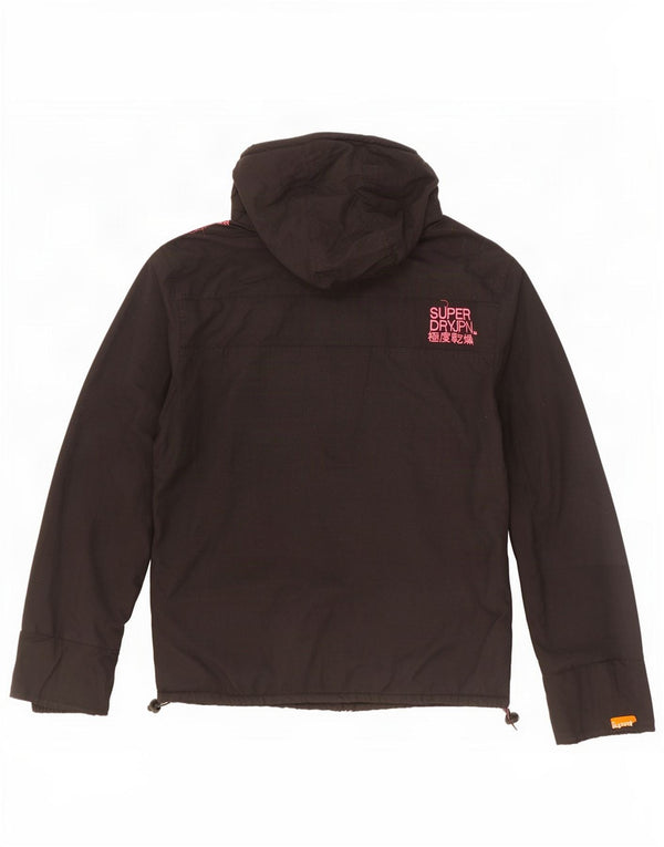 Jaqueta corta-vento feminina Superdry com capuz UK 18 XL preto nylon