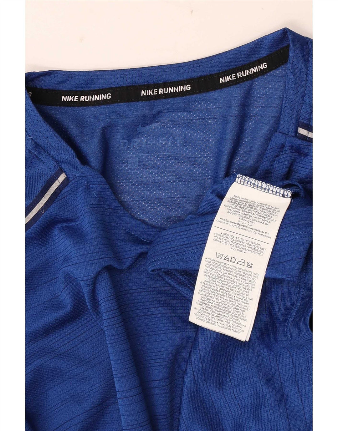 Nike Mens Dri Fit Camiseta Top Médio Azul Listrado Poliéster