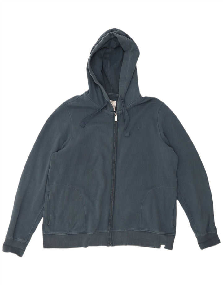 Suéter masculino com capuz e zíper Fat Face grande algodão verde