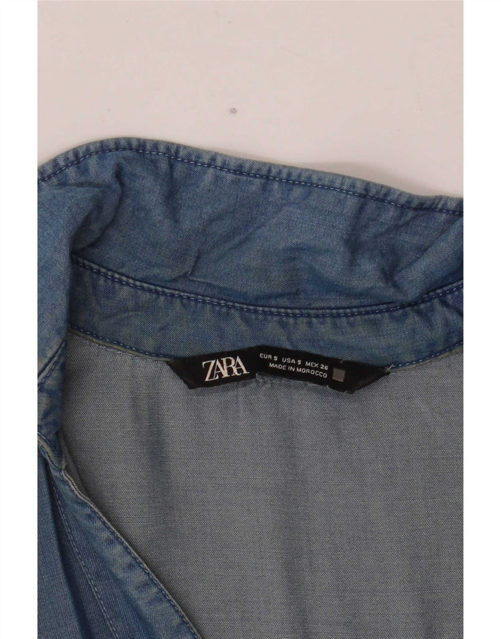 Camisa oversized feminina Zara UK 10 pequena azul