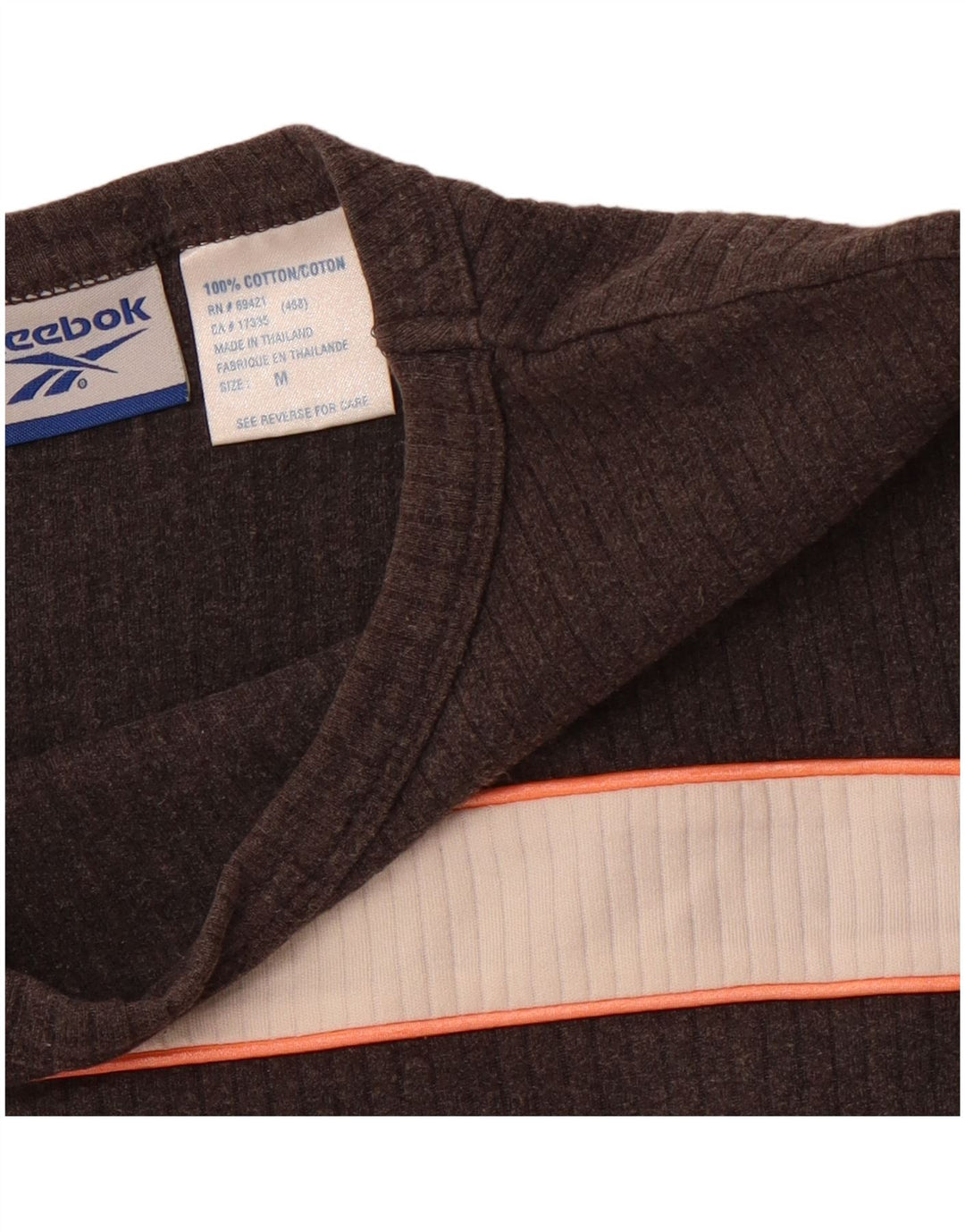 Camiseta feminina REEBOK UK 12 algodão colorblock cinza médio