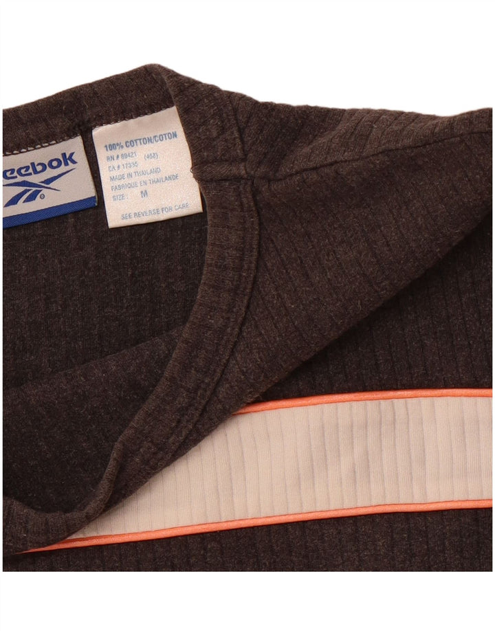 Camiseta feminina REEBOK UK 12 algodão colorblock cinza médio