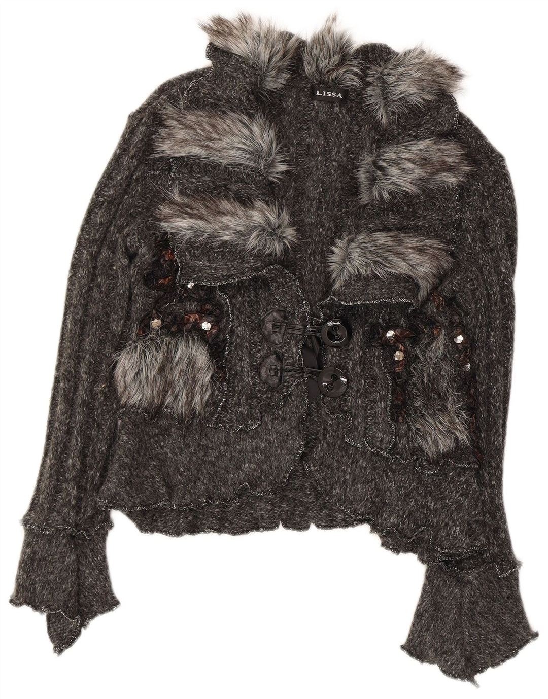 Suéter feminino Lissa Crop Cardigan UK 8 pequeno cinza acrílico