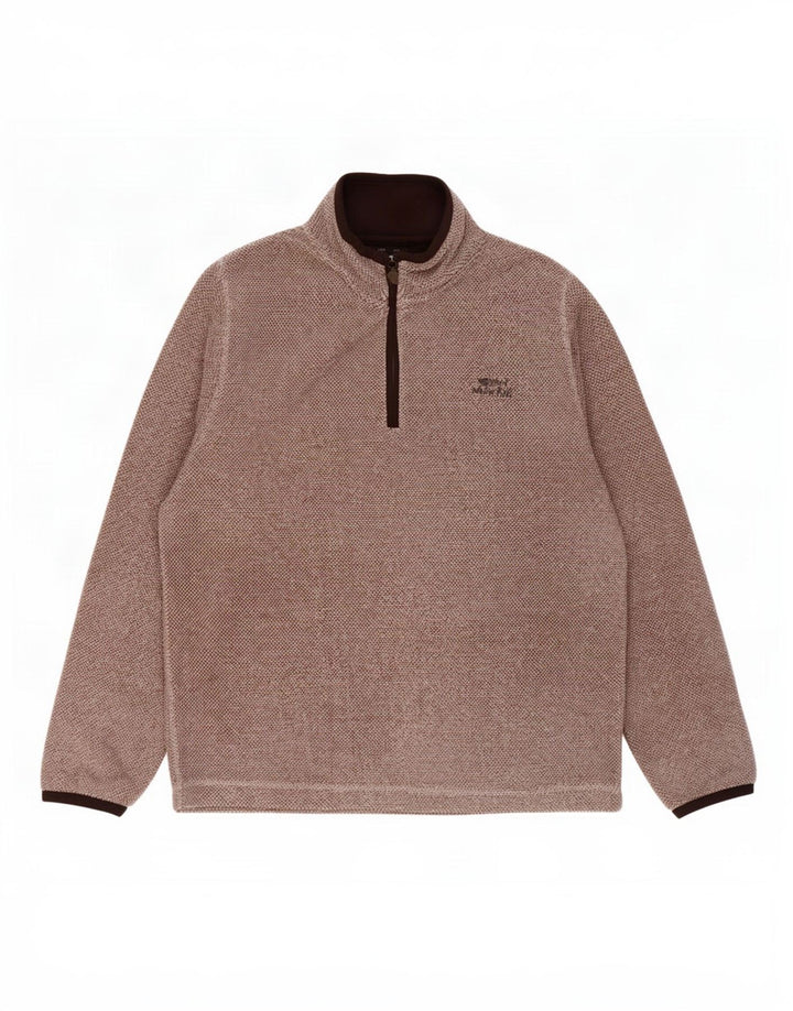 Weird Fish Masculino Zip Neck Fleece Jumper Grande Poliéster Marrom