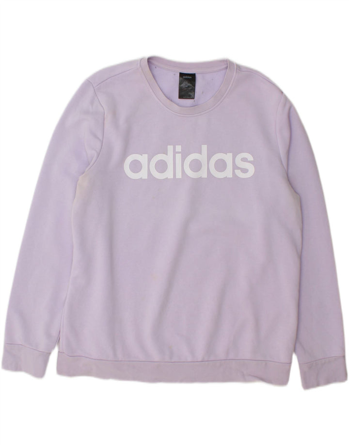 ADIDAS Womens Graphic Sweatshirt Jumper UK 18 XL Purple Cotton Vintage Adidas and Second-Hand Adidas from Messina Hembry 