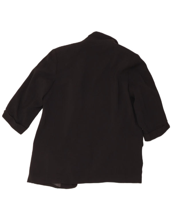 Zara Jaqueta Blazer Feminina Manga 3/4 Aberta Reino Unido 18 XL Preto Poliéster