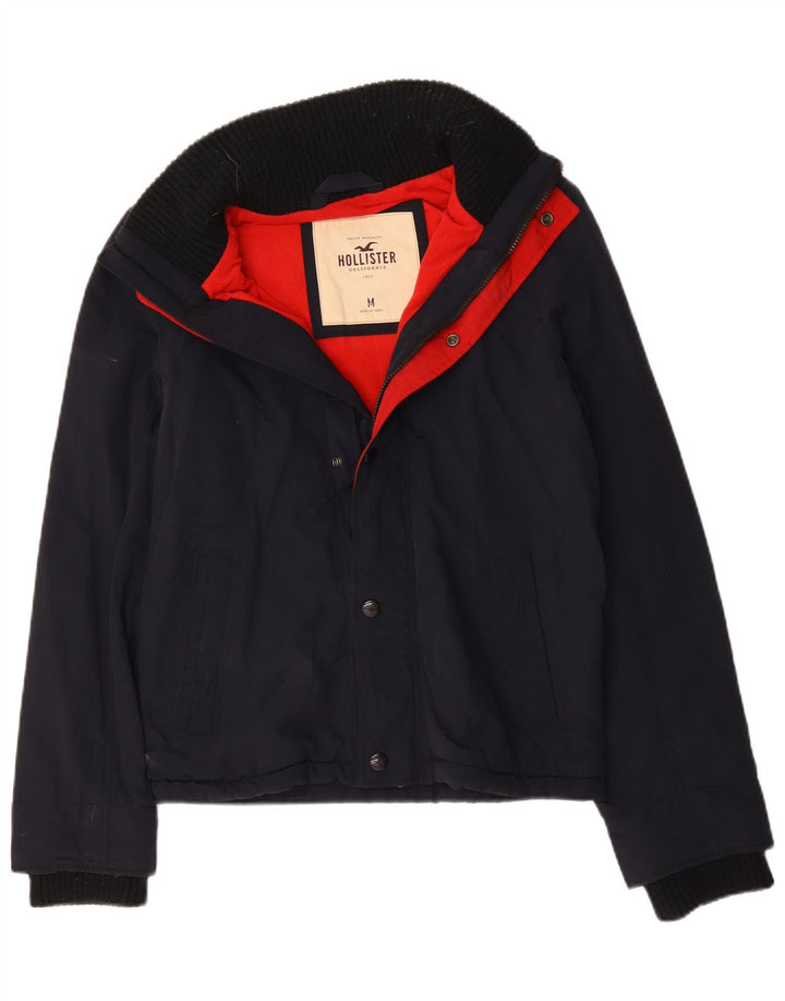Jaqueta corta-vento masculina Hollister UK 38 poliéster azul marinho médio