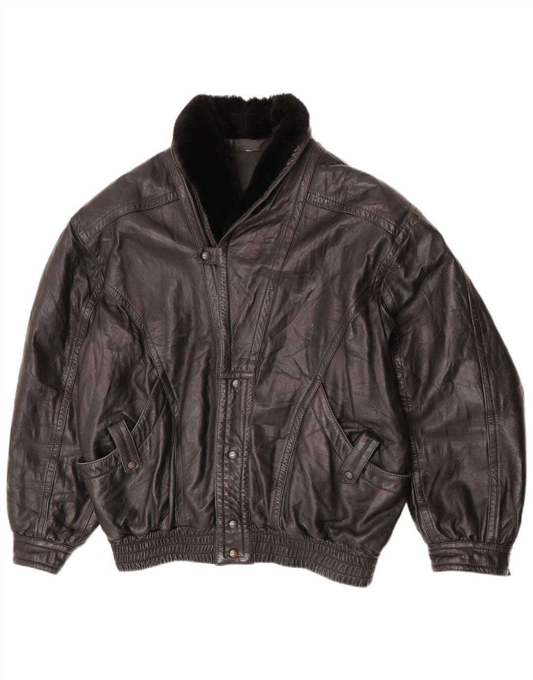 Jaqueta de couro masculina vintage UK 42 XL couro preto