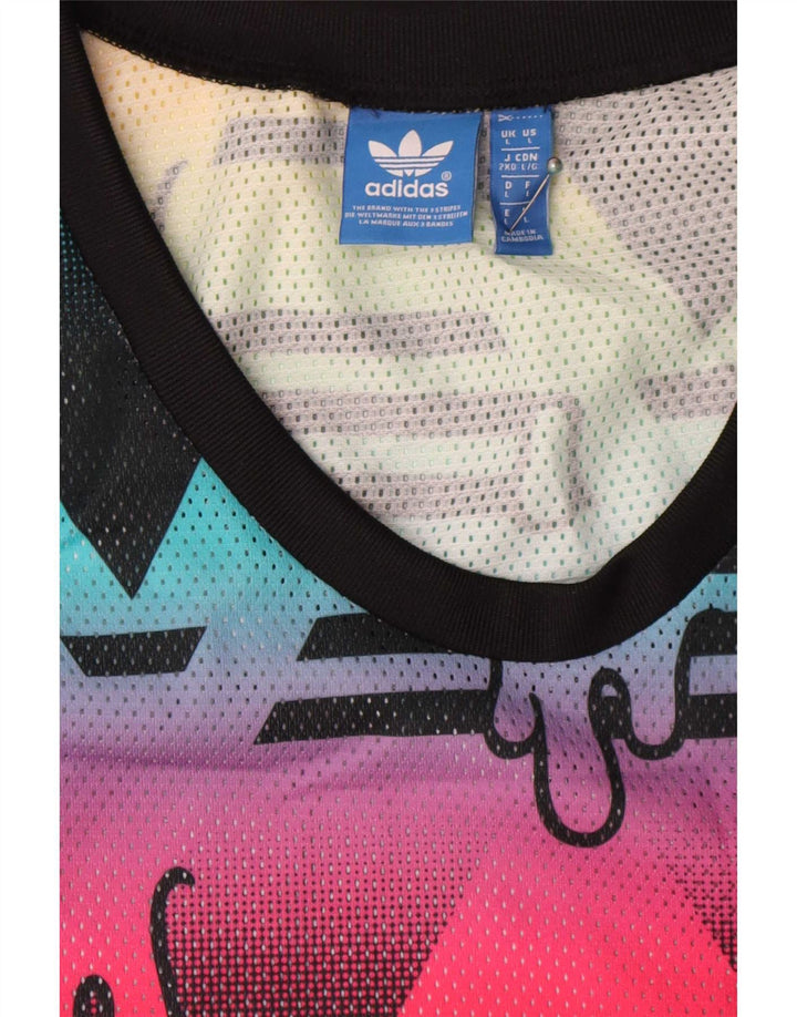 Adidas masculino abstrato padrão colete top grande poliéster multicolorido