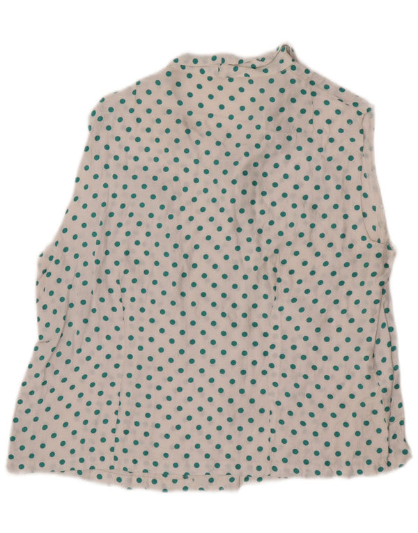 Blusa feminina vintage sem mangas UK 14 bolinhas brancas médias