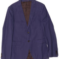 Jaqueta blazer masculina Zara com 2 botões EU 48 algodão azul marinho médio