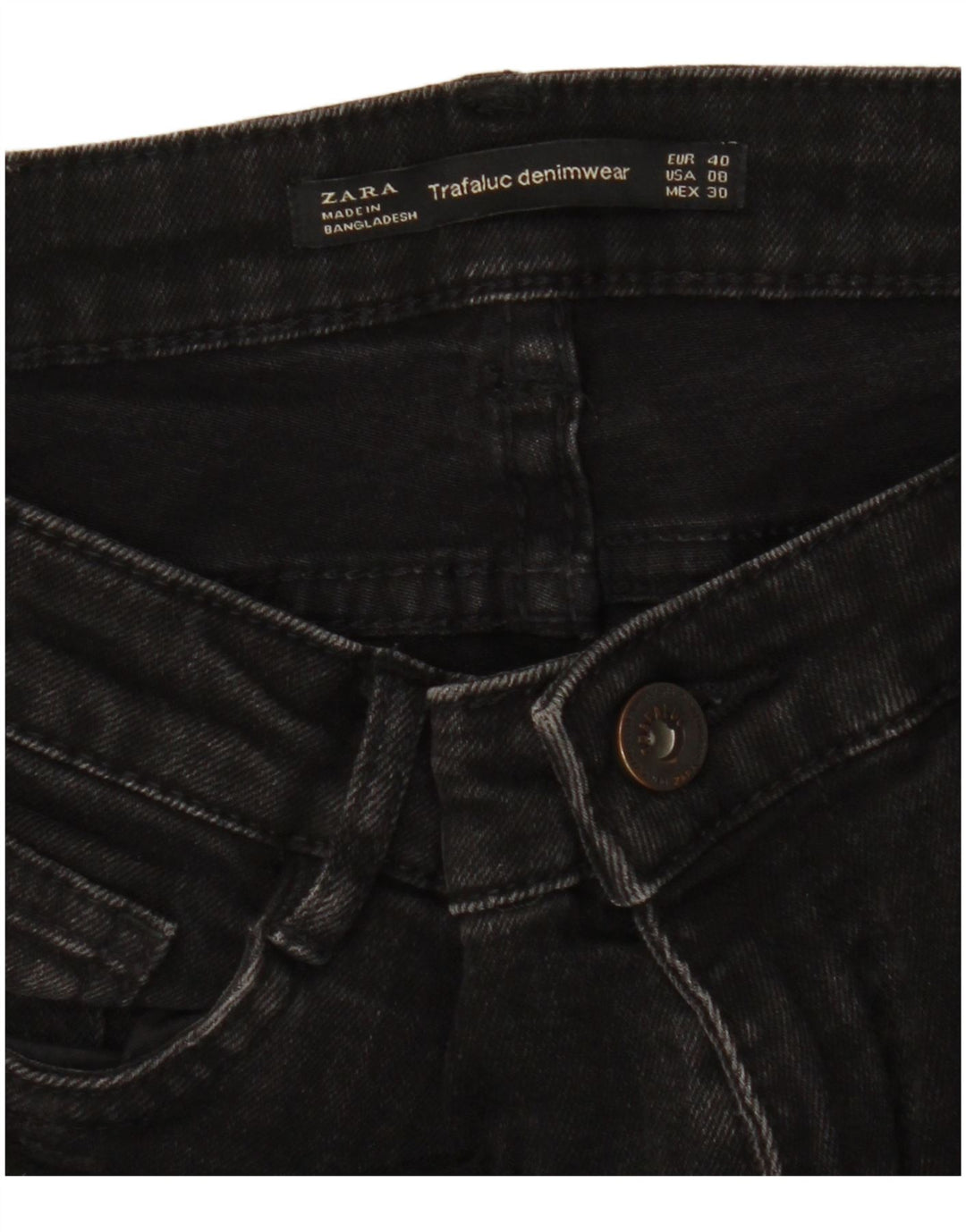 ZARA Jeans Slim Feminino EU 40 Médio W30 L28 Preto
