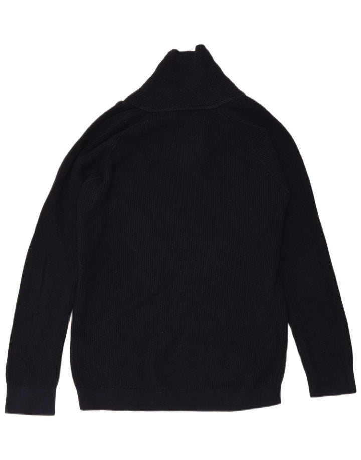 Suéter masculino ZARA com gola xale e algodão azul marinho médio