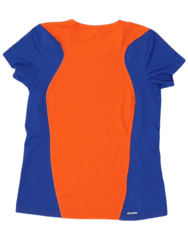 Camiseta Adidas Climalite Feminina Top UK 16 Grande Bloco Colorido Laranja
