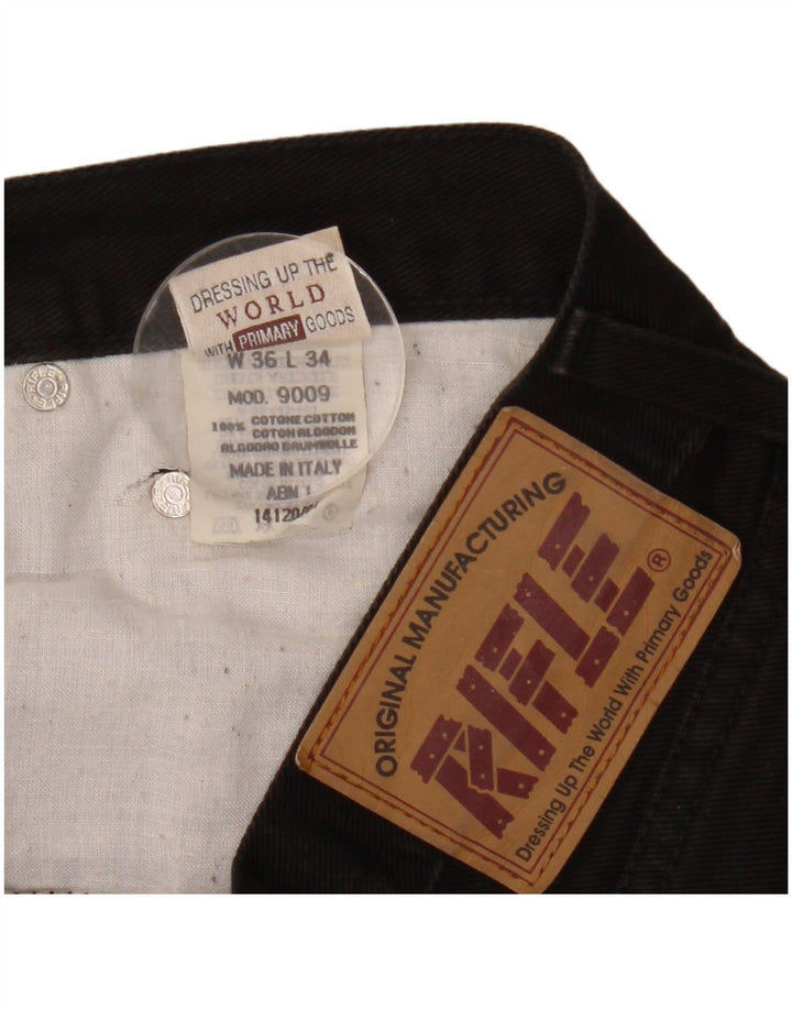Rifle feminino jeans reto W36 L34 algodão preto