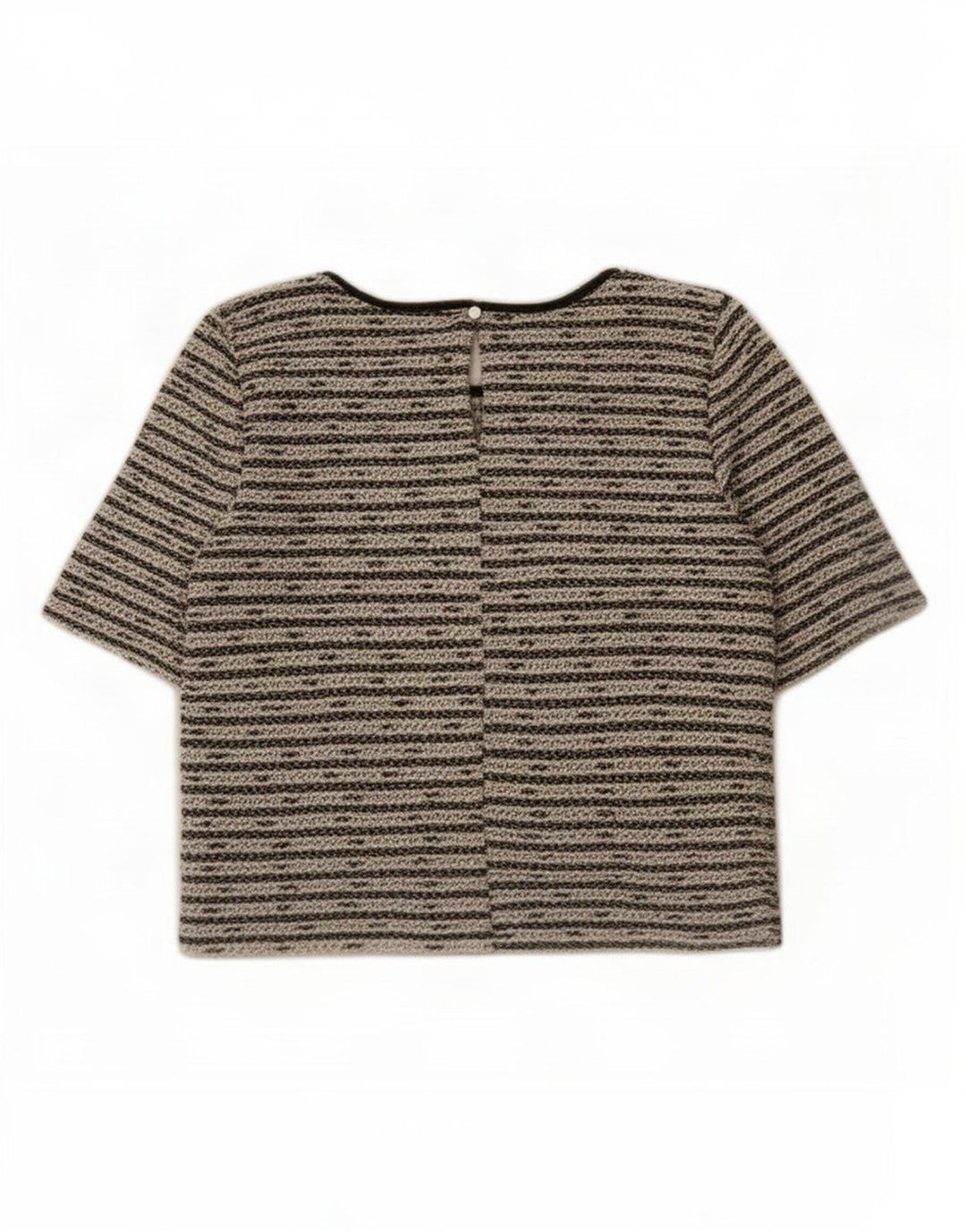 Blusa feminina Oasis grande tamanho UK 10 algodão listrado preto pequeno