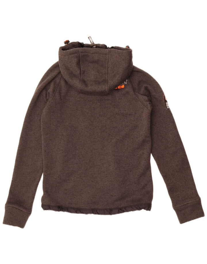 Jaqueta bomber de malha com capuz masculina Superdry Reino Unido 36 poliéster manchado cinza pequeno