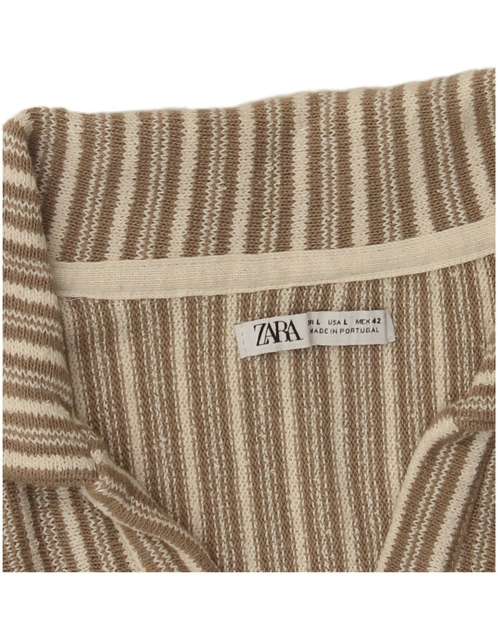 Camisa polo masculina Zara grande listrada bege