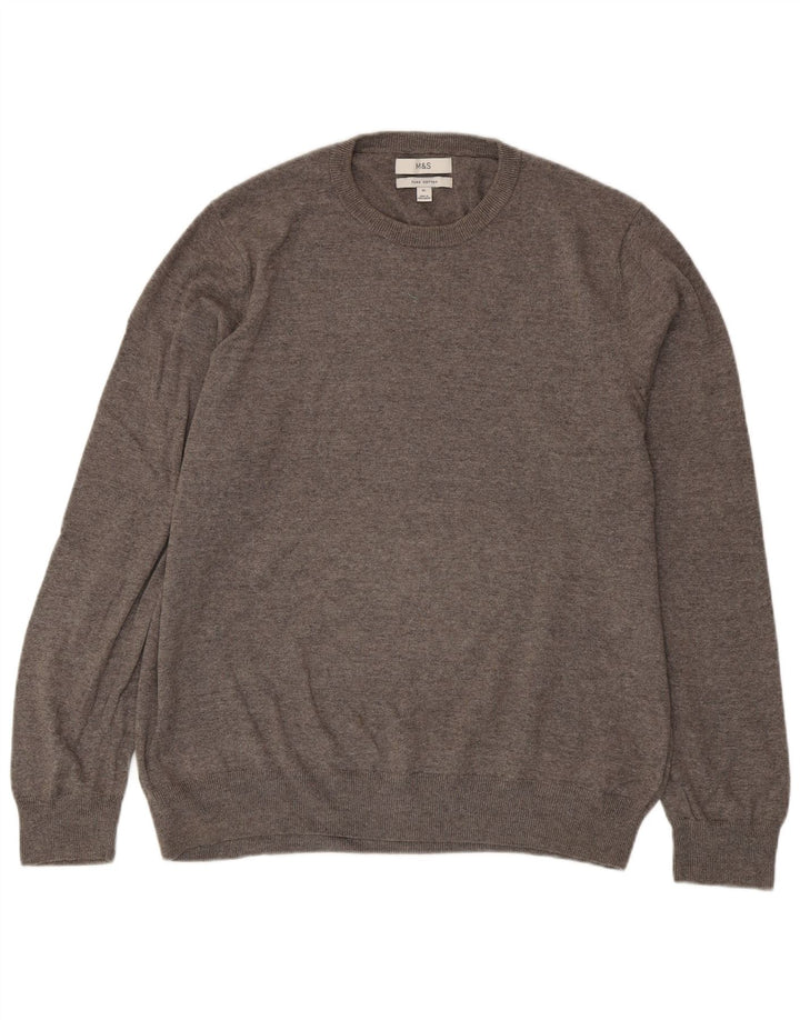 Suéter masculino Marks & Spencer com gola redonda XL algodão cinza