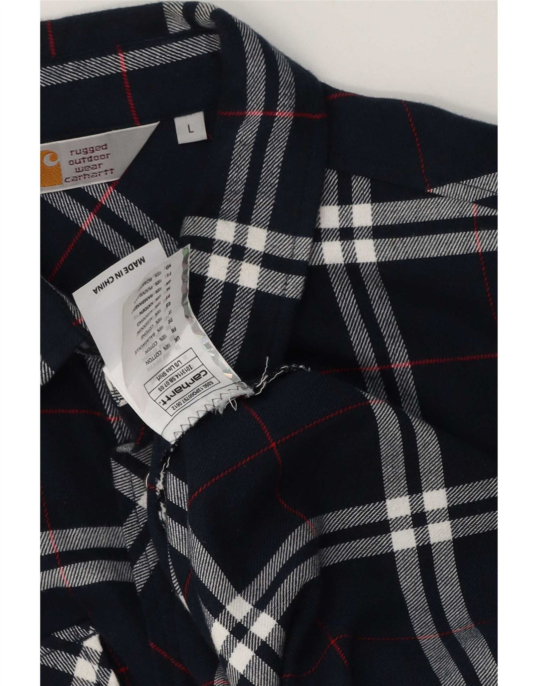 Camisa masculina de flanela Carhartt grande algodão xadrez azul marinho