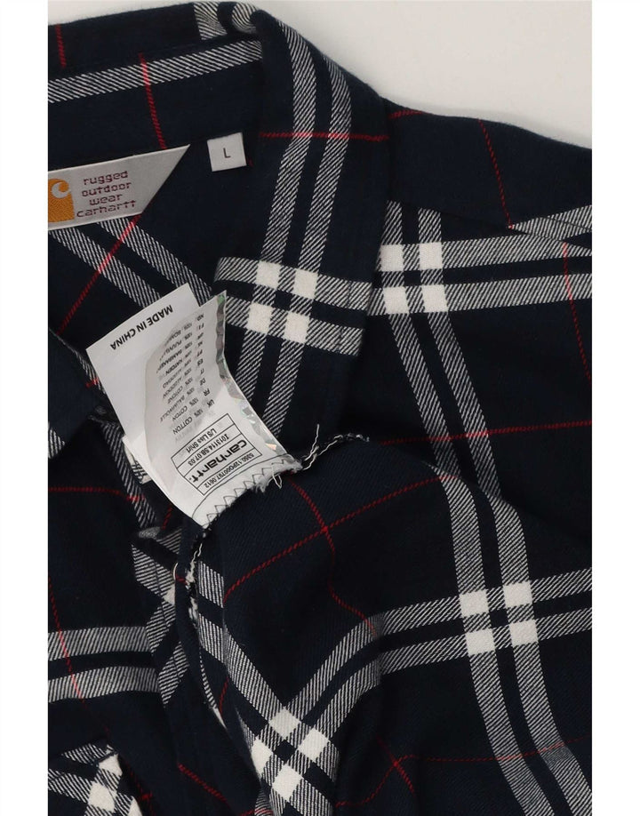 Camisa masculina de flanela Carhartt grande algodão xadrez azul marinho
