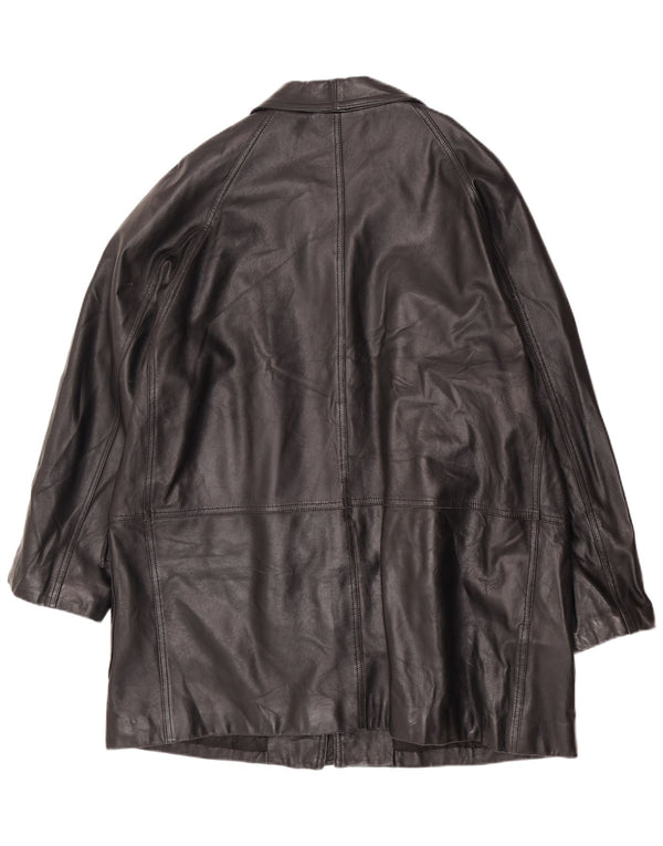 Casaco de couro masculino vintage UK 42 XL preto