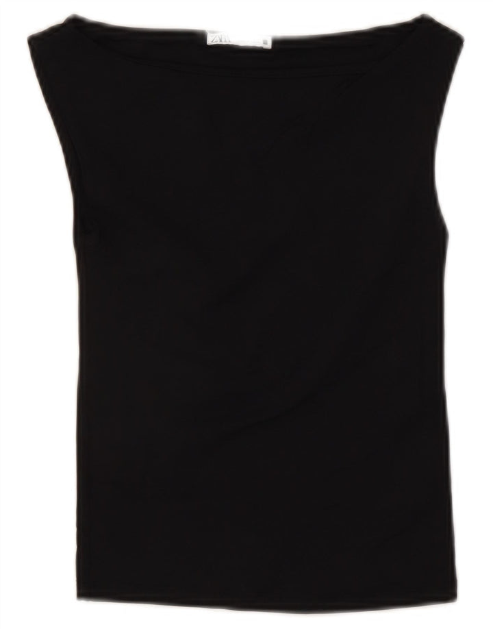 Blusa cropped feminina ZARA UK 8 pequena preta