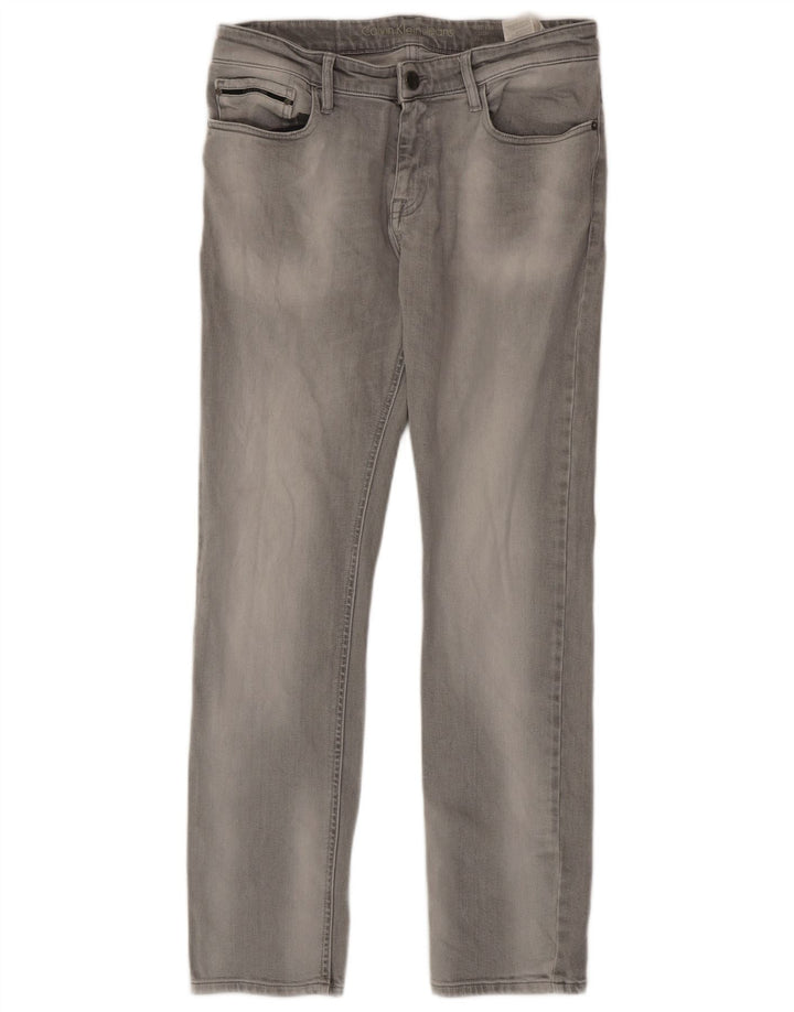 Calvin Klein Masculino Slim Jeans W32 L32 Cinza Algodão