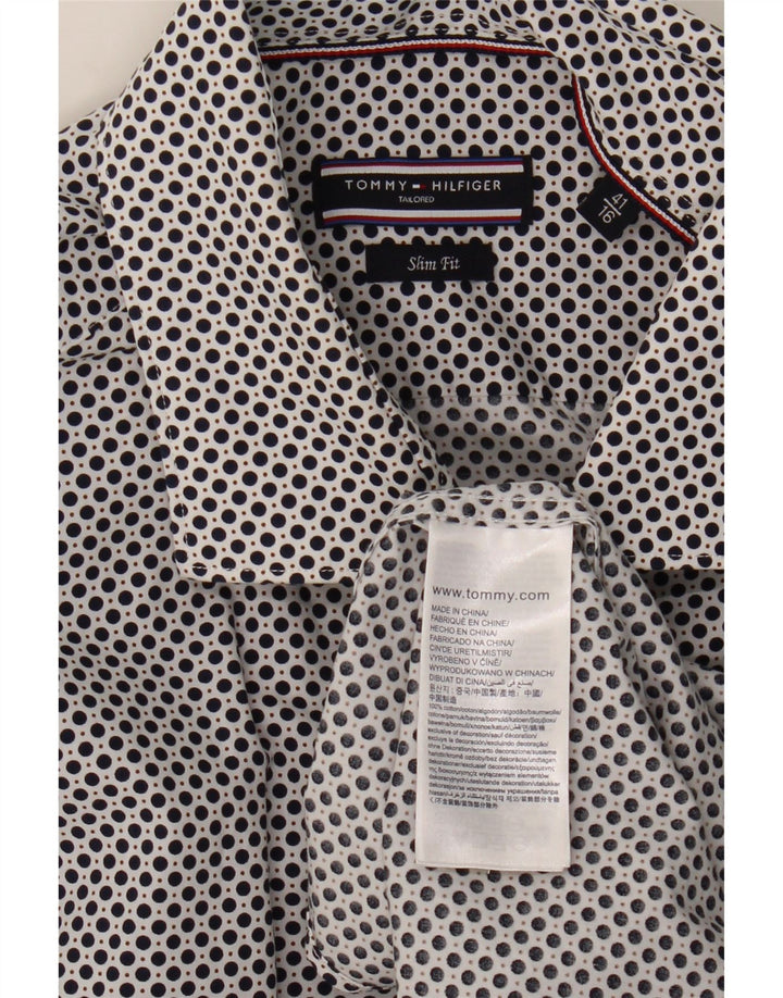 Tommy Hilfiger camisa masculina sob medida tamanho 41 16 grande azul marinho manchado