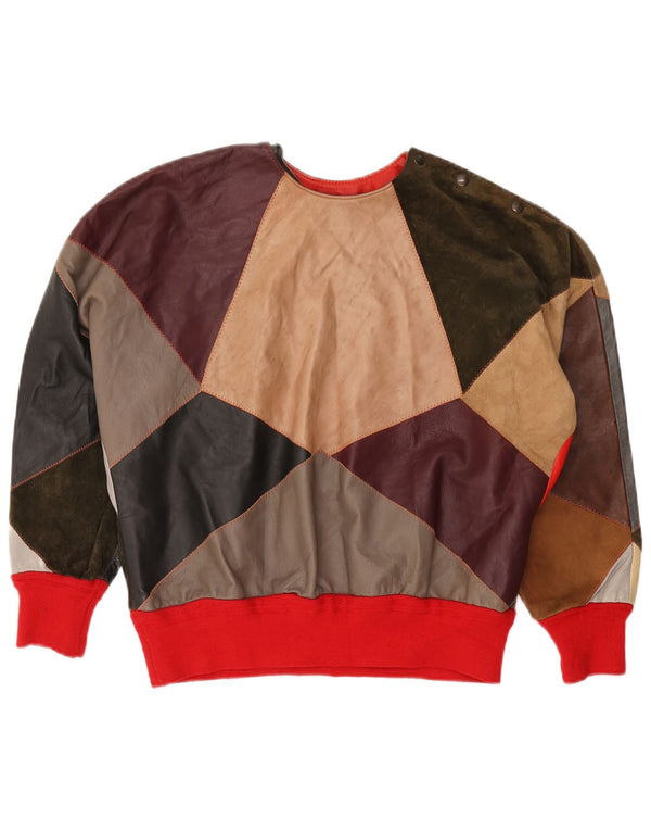 Camisola oversized feminina vintage UK 18 XL patchwork multicolorido