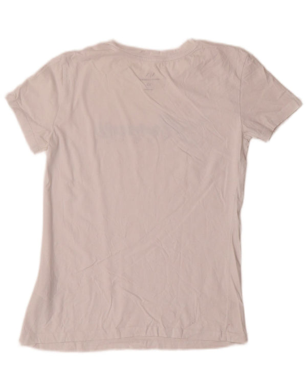 Camiseta feminina gráfica Armani Exchange Top UK 6 XS algodão branco