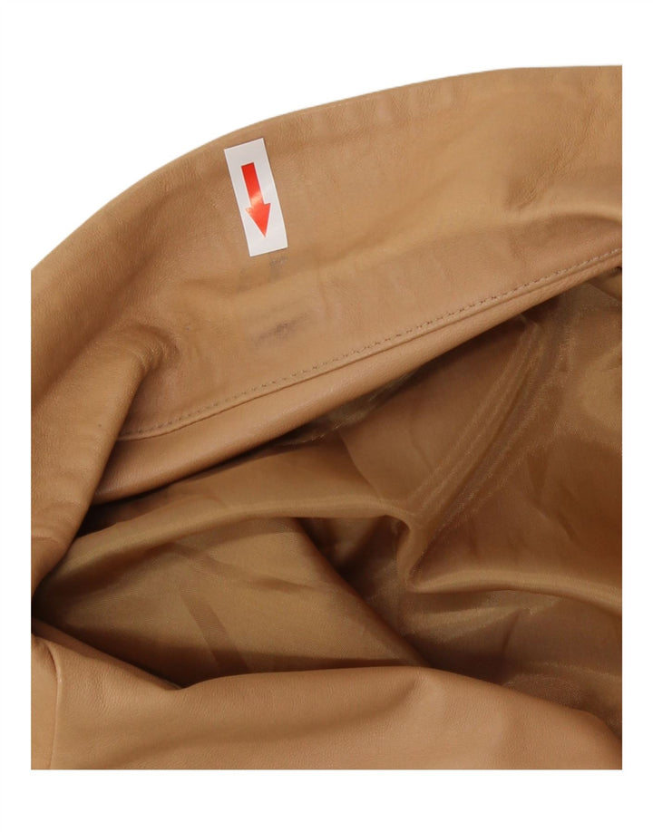 Jaqueta blazer de couro vintage feminina com 3 botões IT 46 couro bege grande