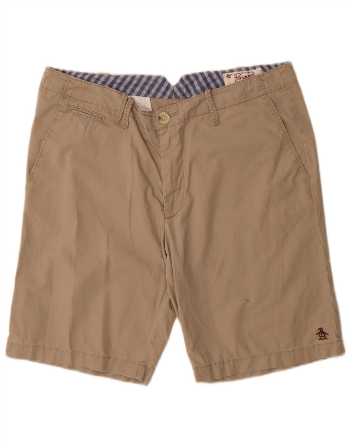 PENGUIN Mens Chino Shorts Médio W32 Algodão Bege