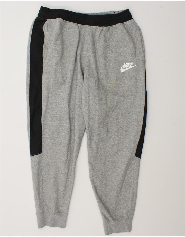 Nike masculino completo agasalho grande cinza colorblock algodão