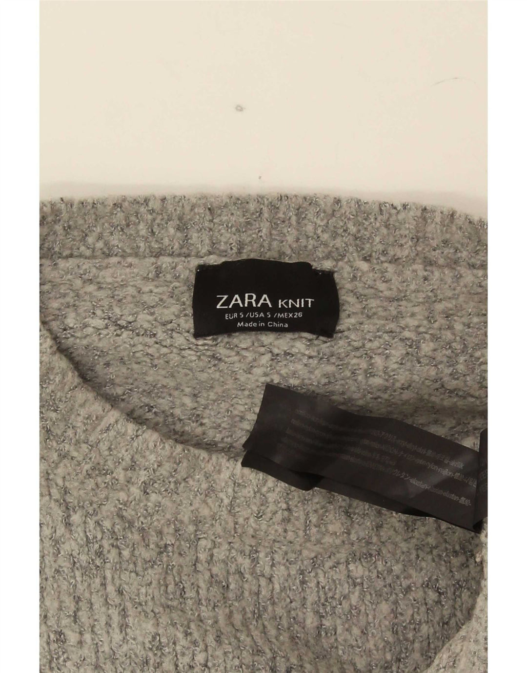 Zara Suéter feminino oversized com gola redonda Reino Unido 10 pequeno cinza acrílico