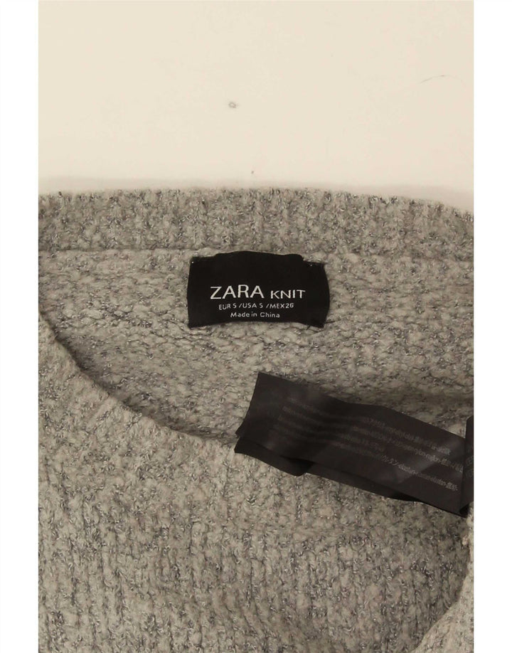 Zara Suéter feminino oversized com gola redonda Reino Unido 10 pequeno cinza acrílico