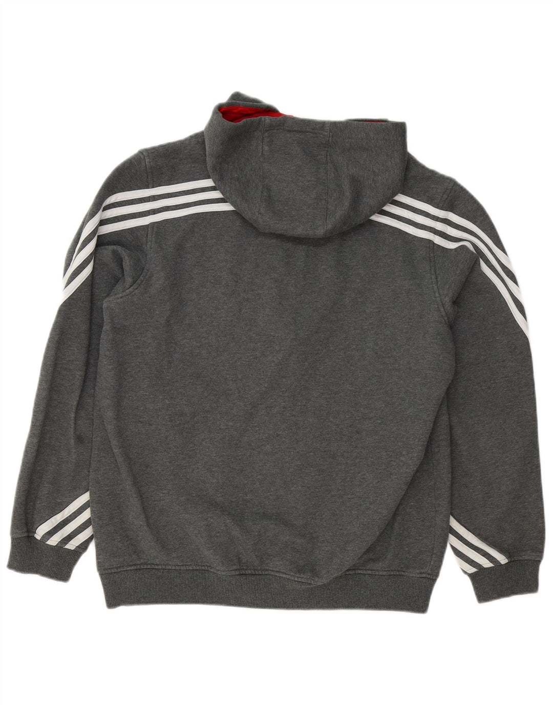 Adidas masculino zip moletom com capuz grande algodão cinza