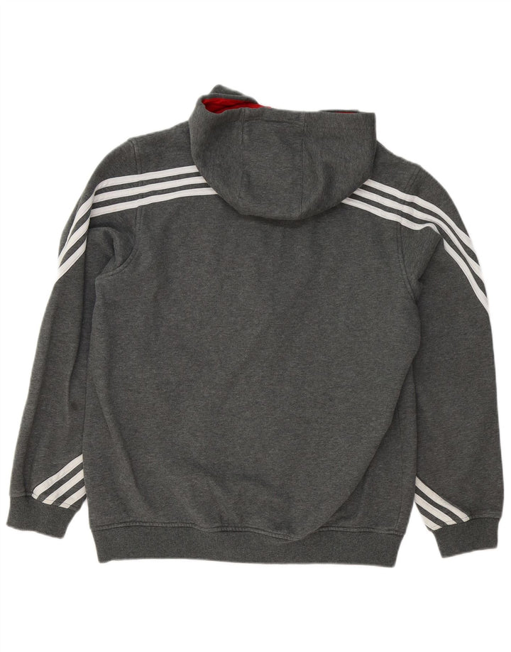 Adidas masculino zip moletom com capuz grande algodão cinza