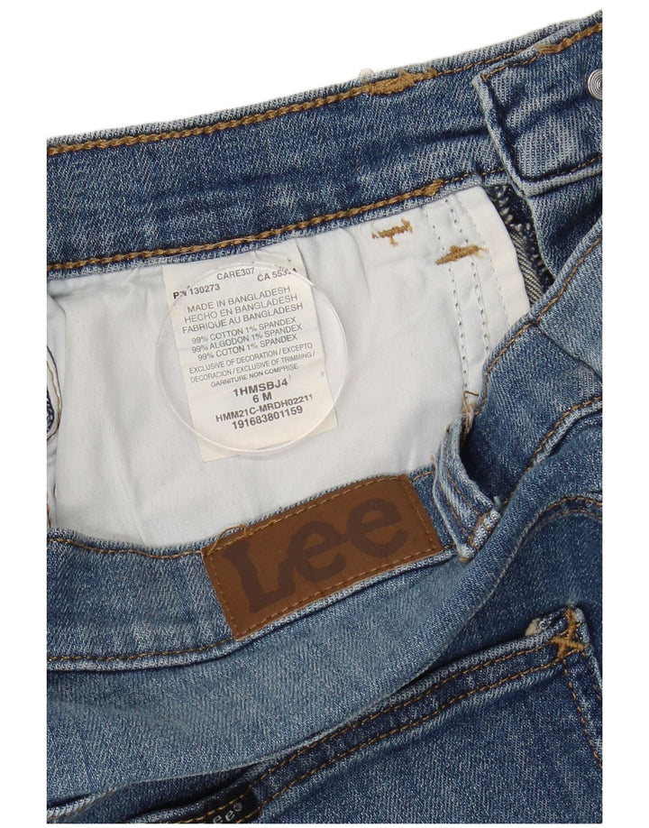 Shorts jeans feminino LEE EUA 6 médio W28 algodão azul